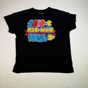 Pac-Man Arcade Video Game Graphic Print Black Short Sleeve T-Shirt Large